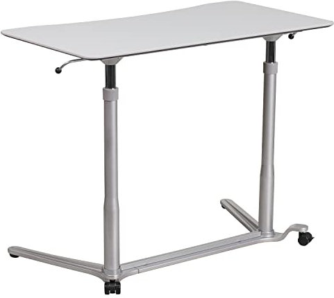Flash Furniture Merritt Sit-Down, Stand-Up Light Gray Computer Ergonomic Desk with 37.375''W Top (Adjustable Range 29'' - 40.75'')