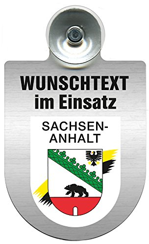 HSK Einsatzschild für Windschutzscheibe incl. Saugnapf - WUNSCHTEXT...Eigener Text - Wappen nach Wahl - 309470 Farbe Region Sachsen-Anhalt