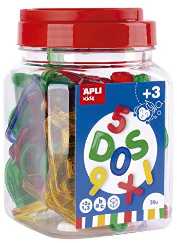 APLI Kids 17493 - Letras y números Transparentes de Colores 36 u. - Actividad educativa