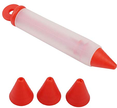 4 Düsen Lebensmittel Dekorieren Stift Durable Silikon Schokolade Schreibfeder Kuchen Tools Kuchenform MEHRWEG VERPACKUNG(Rot)