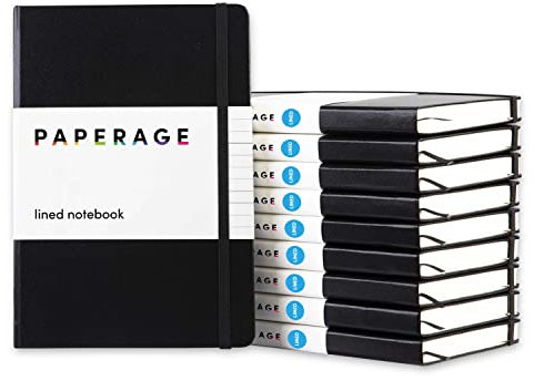PAPERAGE gefüttert journal notizbuch, groß klassische hardcover, 5.7 x 8 zoll, 100 gsm dickes papier für office home school geschäfts notizblöcke (schwarz, liniert)