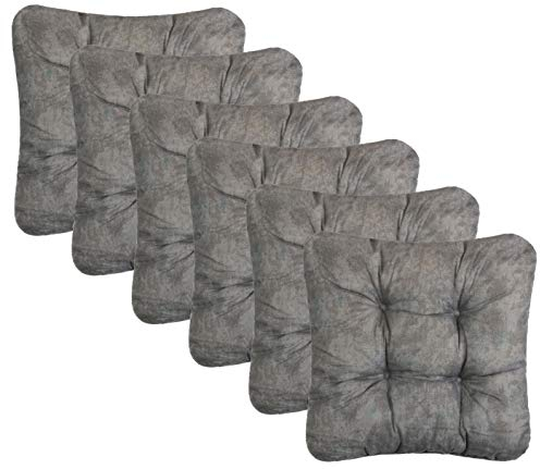 Brandsseller Kissen-Set Sitzkissen Dekokissen Stuhlkissen Zierkissen Stuhlauflage 6er-Set Grau