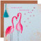 Hallmark Glückwunschkarte zur Hochzeit, modernes quadratisches Design mit neonfarbenen Flamingos