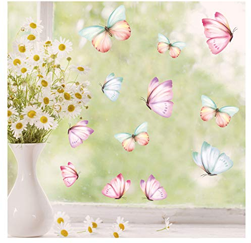 Wandtattoo Loft Fensterbilder Frühling mit Schmetterling Oster Motiv – A3 Bogen, Wiederverwendbar – Frühlingsdeko Fenster, Frühlingsbild Fenster, Fensterdeko Frühling, Fensterfolie Frühling