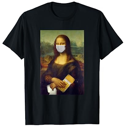 Mona Lisa mit Mundschutz Nudeln Klopapier Hamstereinkauf T-Shirt