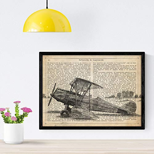 Nacnic Poster von Avion A Helice. Fahrzeugbleche mit Definitionen. Vintage Illustrationen von Autos, Motorrädern, Flugzeugen, ... A4 Größe