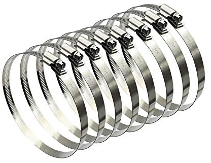 8Pcs 118-140mm Hose Clips Adjustable 304 Stainless Steel Duct Clamps | Hose Clamp Pipe Clamp Air Ducting Clamp worm drive hose clamps