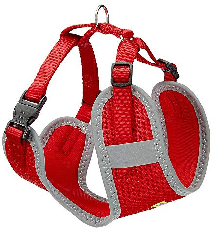 Ferplast Pettorina Cane Taglia Piccola NIKITA XXS, Pettorina Gatto Traspirante, Imbottita e Regolabile, Facile da Indossare, Bordi Riflettenti, Torace 22-33 cm. Rosso
