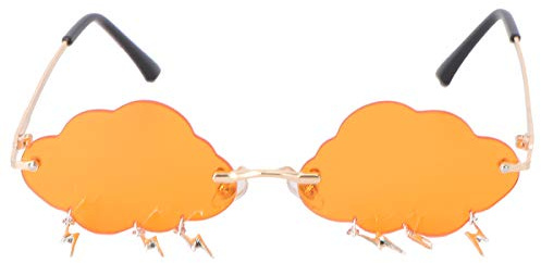 VALICLUD Cloud Sunglasses Rimless Vintage Sunglasses Funny Irregular Disco Glasses Lightning Tassel for Women Men Tinted Eyewear