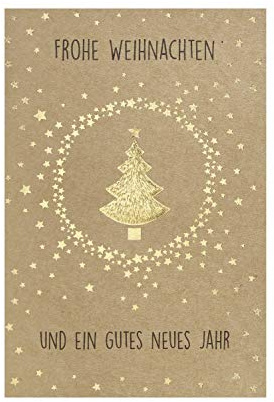 bsb Weihnachtskarte - Liebevolle Weihnachtspost mit Tannenmotiv auf Kraftpapier - schöne Kraftpapier Grußkarte für Weihnachten - Weihnachten-Karte in 11,5 x 17,0 cm