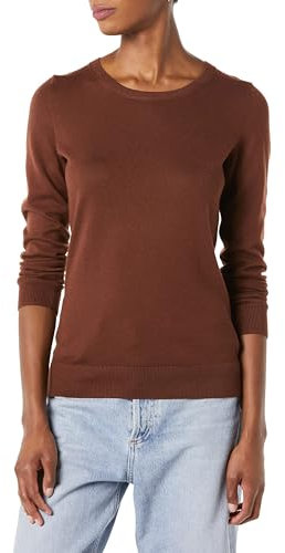 Amazon Essentials Women's Long-Sleeve Lightweight Crewneck Jumper (Available in Plus Size), Brown, L