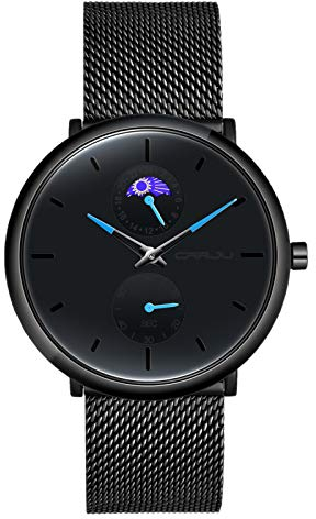 SUPBRO Herren Uhr Männer Edelstahl Wasserdicht Armbanduhr Analog Zifferblatt Business Uhr Datum Ultra Dünne mit Mesh-Armband