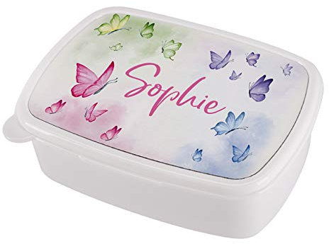 Striefchen® Brotdose für Mädchen mit Wunschnamen - Geschenkidee zur Schuleinführung Schmetterlinge