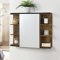 [en.casa] Badezimmer-Wandschrank 64 x 80 x 20 cm Spiegelschrank mit Tür und 3-3 Ablagen Hängeschrank Spanplatte Dunkler Holzton/Schwarz