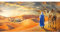 Guying Art Orientalische Tuareg Leinwand Malerei Reisender in der Wüste Poster und drucken Wandkunst Bild für Wohnzimmer Wanddekoration 40x80cm rahmenlos