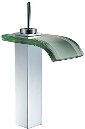 LHTCZZB Mixer Tap Modern Glass Basin Waterfall Bathroom Sink Mixer Taps with Hoses Lead-free Brass One Handle Faucet Hot and Cold Water Valve Deck Mounted
