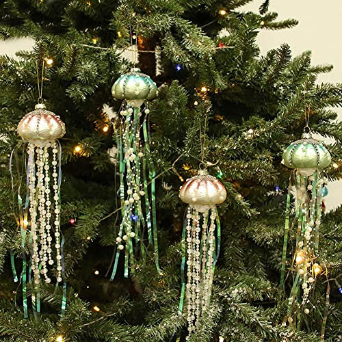 Christmas Jellyfish Baubles Tree Decorations Christmas Tree Pendant Christmas Baubles Christmas Jellyfish Ornaments Hanging Glass Christmas Tree Baubles Decorative Baubles Christmas for Party Wedding