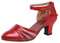 Donna Scarpe da Ballo，Scarpe col Tacco per Feste Matrimoni Latino Moderno e Tango (Rosso, 37EU Normale)