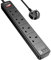 POWSAF Extension Lead with 4 USB Slots (3.4A, 1C and 3A Ports),Power Strip Extension cord with 4 way plug extension Socket and 2M Extension Cable for Home Office Travel holiday essentials,Black
