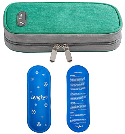 MaBanocota Insulin-Kühlbox, Diabetiker-Reisekoffer-Kühltasche mit 2 wiederverwendbare Kühlakkus für Insulin-Pen und Zubehörpakete (Grün)