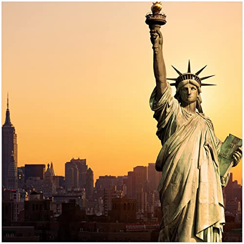 Wallario Memoboard aus Glas mit Motiv, Magnet-Tafel in 50 x 50 cm in Premium Qualität Freiheitsstatue New York