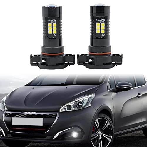2x PSX24W 2504 12276 Ampoule LED Feux de brouillard pour P'eugeot 207 2009-2012, P'eugeot 208 2012-2019, P'eugeot 2008 2013-2019, P'eugeot 3008 2009-2016, C'itroen C3 2010-2016, C4 Cactus 2014-2021