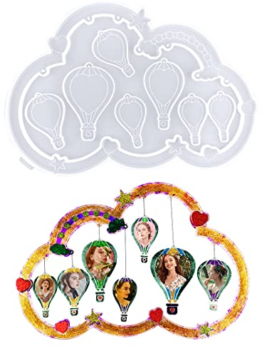 DIYBravo Moules de Résine de Cadre Photo Moules Silicone en Forme de Montgolfière de Nuage Resin Molds pour DIY Artisanat Décorations (Montgolfière)