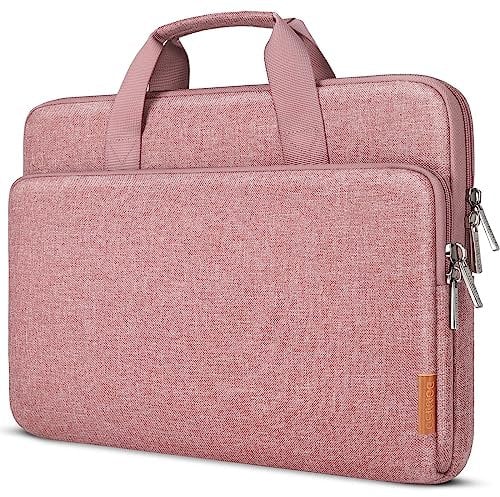 DOMISO 15.6 inch Water-Resistant Laptop Sleeve Bag Carrying Case with Handle for Lenovo Yoga 720 IdeaPad S510 320 ThinkPad T570 E575/Dell XPS 15/HP Envy Pavilion/Asus/15.6 Notebooks,Pink