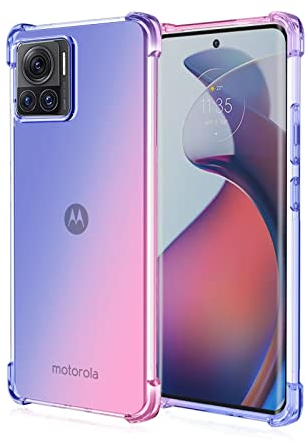 WILLIS TPU Silikon Handyhülle für Motorola Moto Edge 30 Ultra, Durchsichtig Farbverlauf Case, Anti Drop und Anti Scratch 6.67 Schutzhülle Blau Rosa