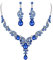 EVER FAITH Strass Kristall Hochzeit Floral Wave Teardrop Halskette Ohrringe Set Hell-Blau Silber-Ton