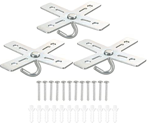 PATIKIL Soffitto Gancio Kit, 3 Set Croce Design Metallo Piastra Supporto Appendino Supporto Soffitto Ventilatore Luce Fisso per Sospensione Luce Lampadario