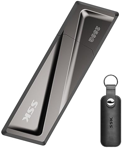 SSK USB3.2 SSD Stick 256GB, High Speed bis zu 550MB/s Extreme Schneller Adapter Externe Tragbare SSD USB3.2 Gen 2 Speicherstick für Typ-C-Android-Telefone, Laptop, Tablet, Mac