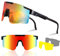 Schnelle Brille,Fahrradbrille mit 2 Wechselgläser,Fahrradbrille Herren Damen mit Verstellbarem Bügel,Polarisierte Sonnenbrille UV400,Schutzbrille Rave Radsportbrille zum Laufen Glof Ski im Freien