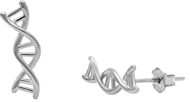 ScienceFox DNA Helix Earrings Studs made of 925 Sterling Silver available in Silver Gold Rose Gold Color for Biology Chemistry Students Double Helix