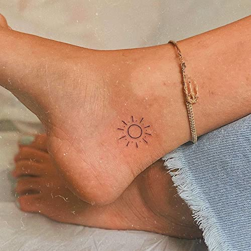 Inkster® Strahlende Sonne Tattoo | Temporäres Tattoo mit EU-Kosmetikzertifizierung | wasserfest + vegan | revolutionäres 2-Wochen-Tattoo | Fake Tattoos und Klebetattoos für Erwachsene