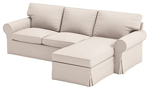 HomeTown Market Strapazierfähiger Sofabezug Ersatz kompatibel für IKEA Ektorp Sofa Cover. Slipcover nur. Sofa Nicht inbegriffen. (4 sitzige Chaise Polyester Beige)