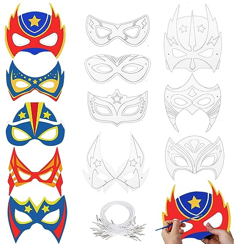 DIY-Papier Superhelden Maske collection - 12 Superhelden Colour-In DIY Masken - Kids Cosplay Dress-Up for Party