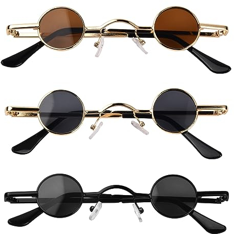 Daelesr 3 Stück Kinder Sonnenbrille, Partybrillen, Vintage Sonnenbrille Party, Hip Hop Steampunk Brille, UV400 Schutz Retro für Party, Reisen und Radfahren