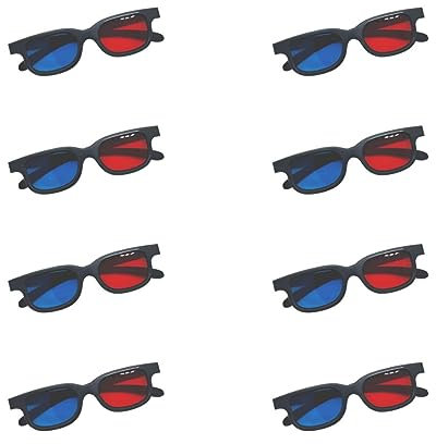 Lunettes de visualisation 3D rouge-bleu pour visionner des films/jeux et des images 3D au format rouge-bleu, compatibles avec les écrans ordinaires/téléviseurs/projecteurs d'ordinateur (8 pièces)