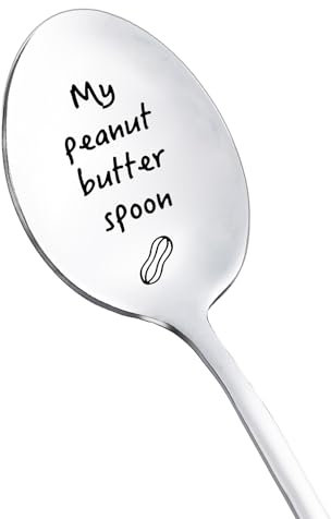 Peanut Butter Spoon Gifts for Women Men My Peanut Butter Gift Spoons for Mom Grandson Peanut Butter Lover Gifts Funny Engraved Stainless Steel Spoon for Coffee Tea Spoons