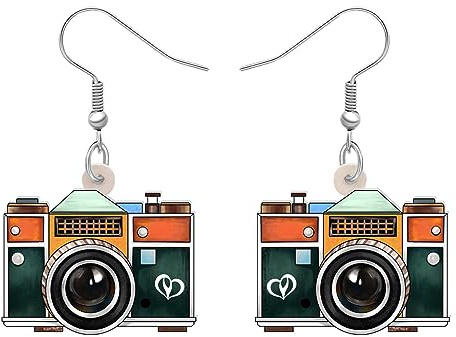 YINYA Orecchini pendenti in acrilico retrò vintage con fotocamera digitale gioielli regali divertenti per donne ragazze bambini ciondoli bomboniere accessori, Acrilico