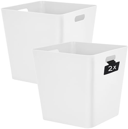 2 x Ordnungsbox Beschriftungsclips 30cm hoch weiß 30x30cm Kunststoff Bad