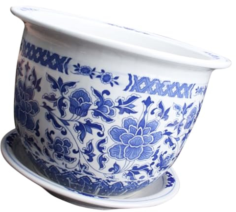 Didiseaon Pot De Fleurs en Porcelaine Bleu Et Blanc Pot De Plantation en Céramique Pot De Fleur Bleu Et Jardinières en Céramique Bol De Plantation Vintage Cache-Pot Bleu Et Alterner Orchidée