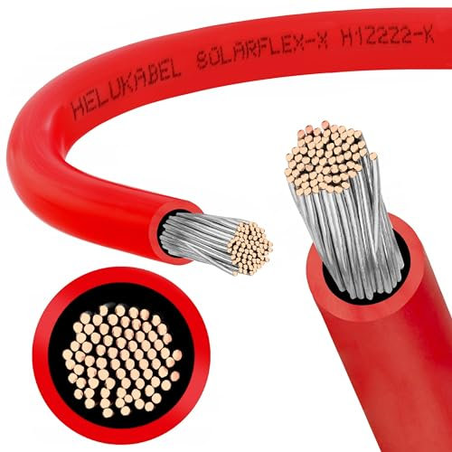 Solar Cable for Photovoltaic Systems 6mm² - SOLARFLEX-X H1Z2Z2-K Made in Germany (Red, 50 m)