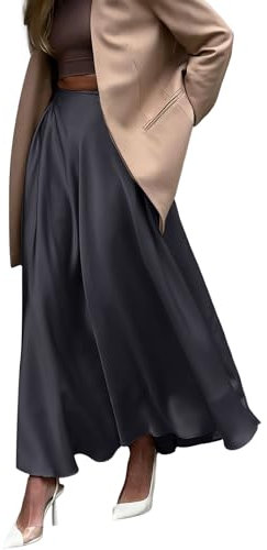 MGizo DtiSpectrum Eleganter Damen-Satin-Langrock Mit Hoher Taille Und Elastischem Gürtel, Maxirock Aus Seide, Geeignet Für Hochzeit, Cocktailparty, Business