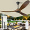 OUENGK Ventilador De Techo De Madera Grande De 178cm Sin Luz Con Mando A Distancia, Ventiladores De Techo RúSticos De Granja Para Patios, Ventilador De Techo De 3 Aspas De Flujo De Aire Grande