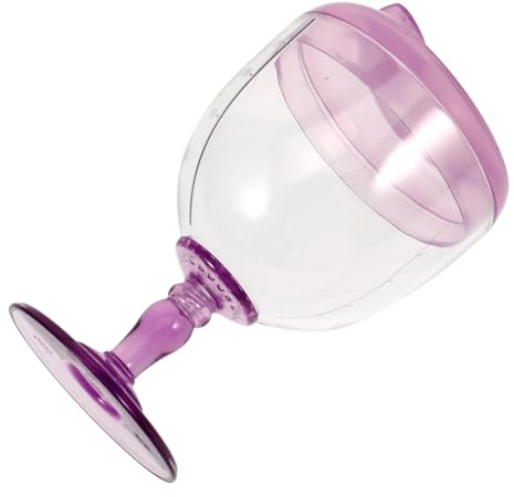 TOYANDONA Plastic Goblet Sippy Cup 180ml Cute Milk Cup Water Mug with Lid Baby Milk Bottle Transparent Anti Fall Wine Glass for Kids Daily Birthday Party Purple