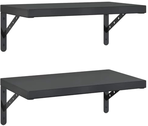 vidaXL Wandregale 2 STK. 50x30 cm Schwarz Edelstahl