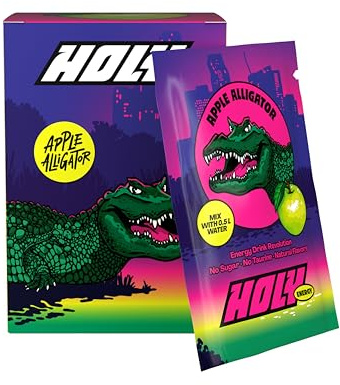 HOLY Energy Booster Probier-Box 'Apple Alligator' Energy Drink Pulver Saurer Apfel - 10 Portionen mit NewCaff & Grüntee Extrakt - zuckerfrei, vegan, 100% natürliche Fruchtaromen