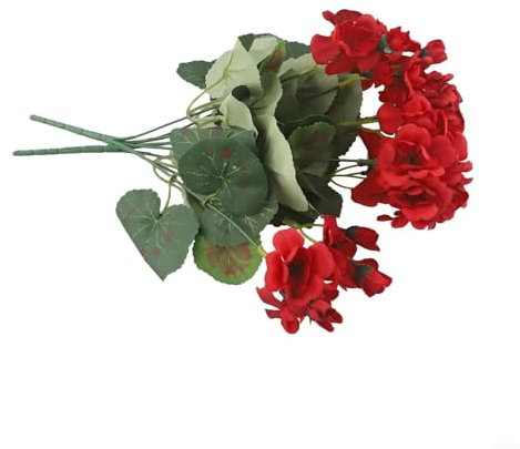 Geranios artificiales para exteriores, material de seda, color rojo, adecuados para cestas colgantes